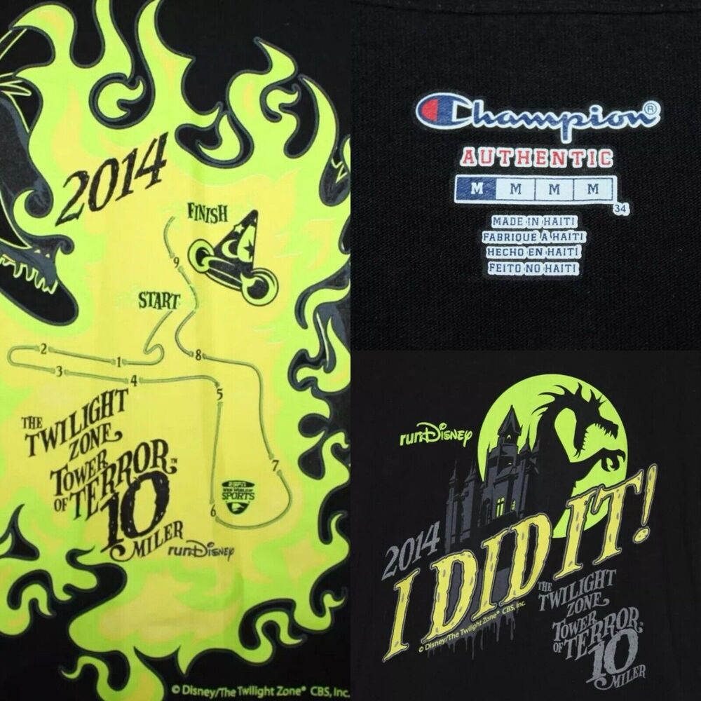 Champion Run Disney 2014 I DID IT Twilight Zone Tower of Terror T-shirt Medium - Picture 15 of 15